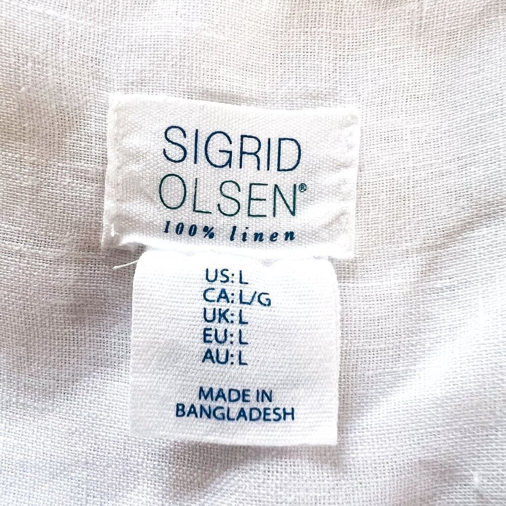 Sigrid Olsen linen shell button long sleeve no collar shirt beachy summer blouse - Picture 4 of 6